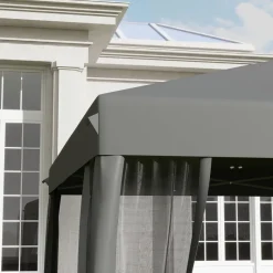 Outsunny Pavillon schwarz Metall B/H/L: ca. 295x260x295 cm