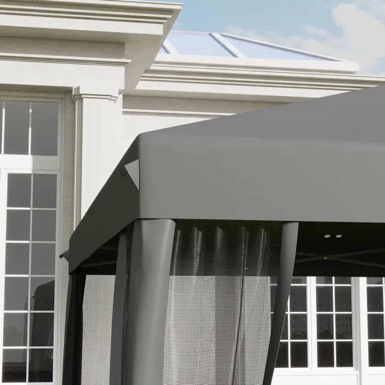 Outsunny Pavillon schwarz Metall B/H/L: ca. 295x260x295 cm