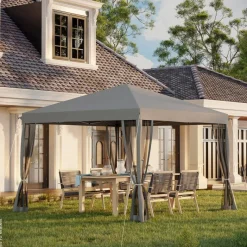 Outsunny Pavillon schwarz Metall B/H/L: ca. 295x260x295 cm