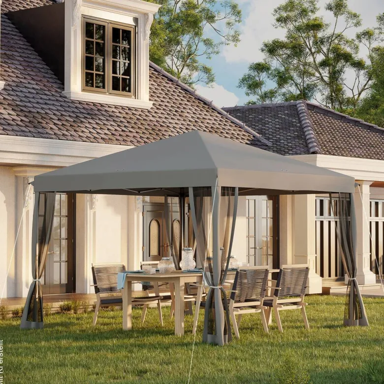 Outsunny Pavillon schwarz Metall B/H/L: ca. 295x260x295 cm