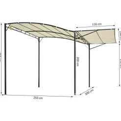 Outsunny Pavillon schwarz Stahl B/H/L: ca. 250x250x300 cm