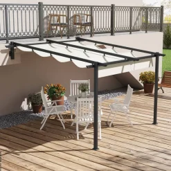 Outsunny Pergola cremeweiß Polyester B/H/L: ca. 297x230x297 cm