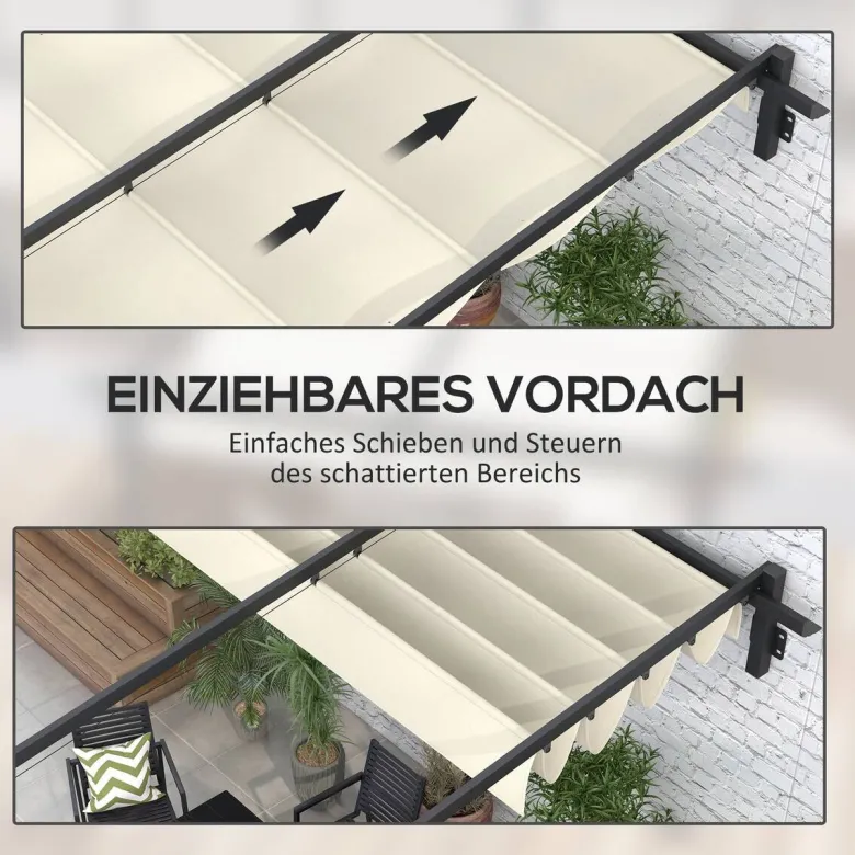 Outsunny Pergola cremeweiß Polyester B/H/L: ca. 297x230x297 cm