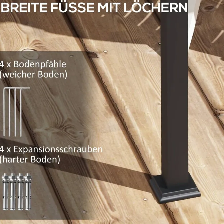 Outsunny Pergola cremeweiß Polyester B/H/L: ca. 297x230x297 cm