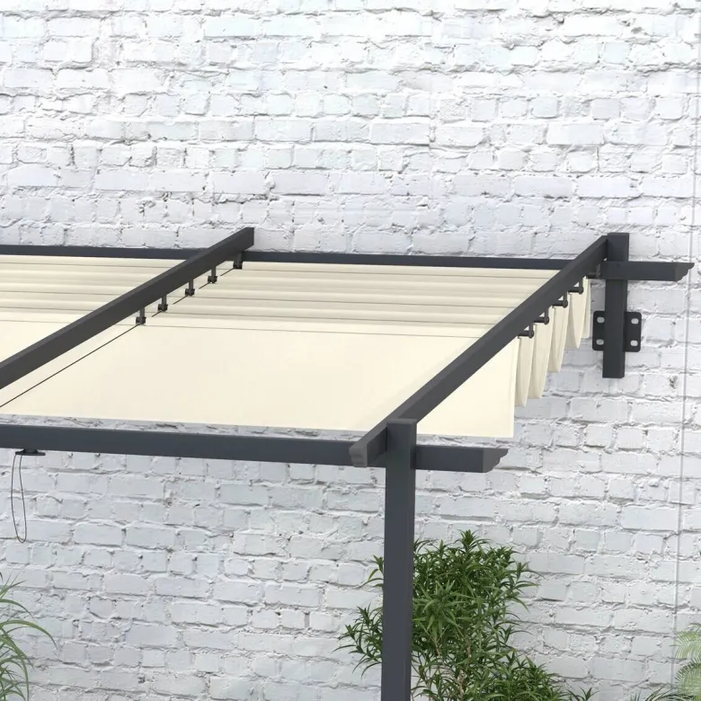 Outsunny Pergola cremeweiß Polyester B/H/L: ca. 297x230x297 cm