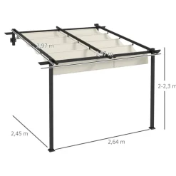 Outsunny Pergola cremeweiß Polyester B/H/L: ca. 297x230x297 cm