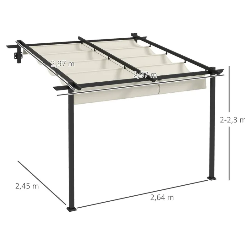 Outsunny Pergola cremeweiß Polyester B/H/L: ca. 297x230x297 cm