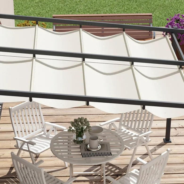 Outsunny Pergola cremeweiß Polyester B/H/L: ca. 297x230x297 cm