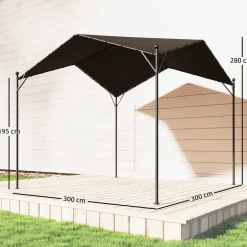 Outsunny Pergola dunkelgrau Metall B/H/L: ca. 300x280x300 cm