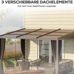 Outsunny Pergola mit Schiebeelementen grau Polyester B/H/L: ca. 255x242x365 cm