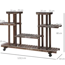 Outsunny Pflanzenregal braun B/H/L: ca. 33x80x123,5 cm