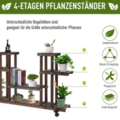 Outsunny Pflanzenregal braun B/H/L: ca. 33x80x123,5 cm