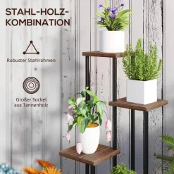 Outsunny Pflanzenständer braun Holz B/H/L: ca. 59x110x59 cm