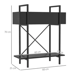 Outsunny Pflanzenständer schwarz Metall B/H/L: ca. 25x70x60 cm