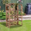 Outsunny Pflanzentreppe natur Holz B/H/L: ca. 38x120x75 cm