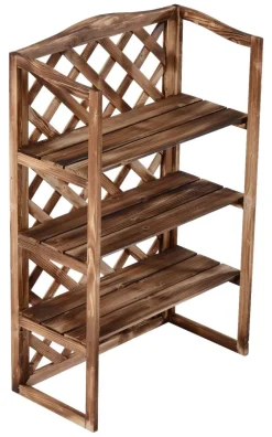 Outsunny Pflanzentreppe natur Holz B/H/L: ca. 38x120x75 cm