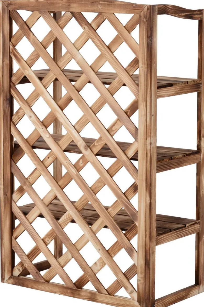 Outsunny Pflanzentreppe natur Holz B/H/L: ca. 38x120x75 cm