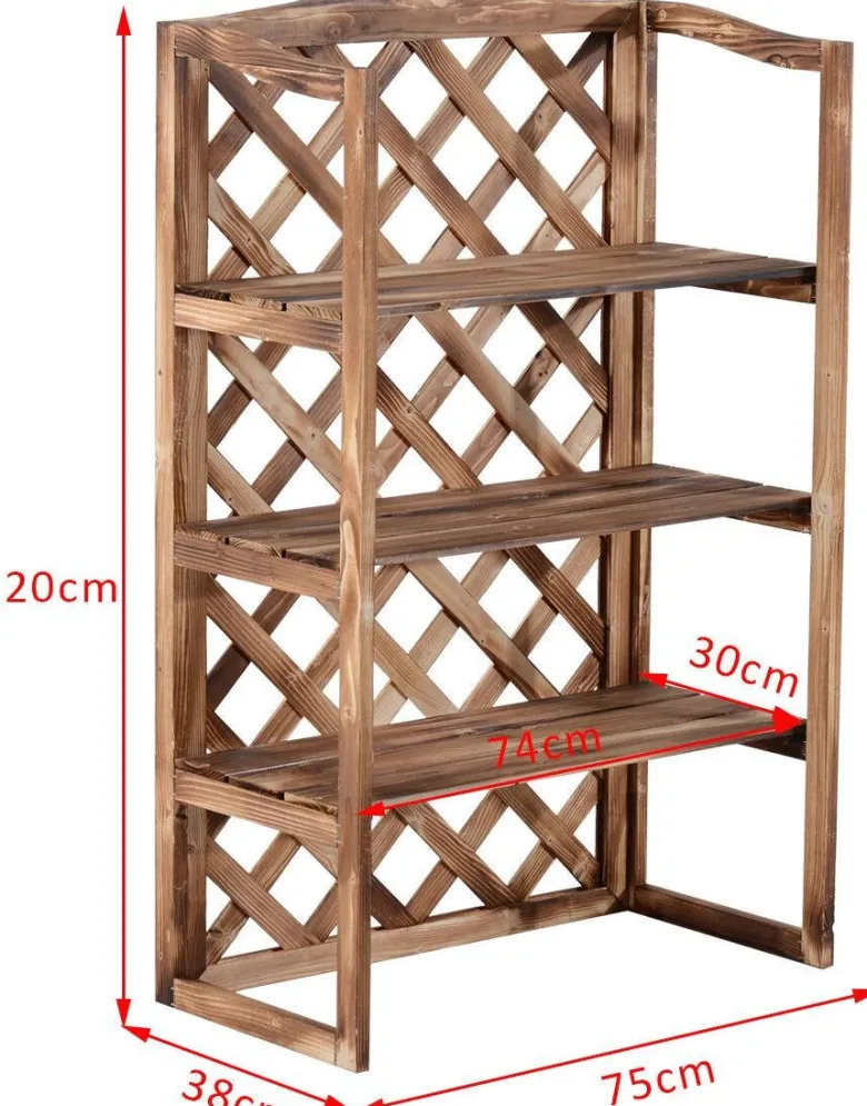 Outsunny Pflanzentreppe natur Holz B/H/L: ca. 38x120x75 cm