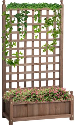 Outsunny Pflanzkasten braun Holz B/H/L: ca. 28x120x64 cm