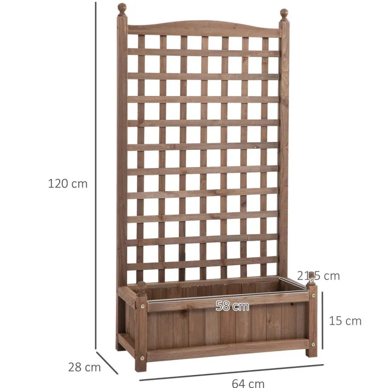 Outsunny Pflanzkasten braun Holz B/H/L: ca. 28x120x64 cm