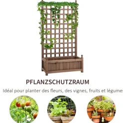 Outsunny Pflanzkasten braun Holz B/H/L: ca. 28x120x64 cm