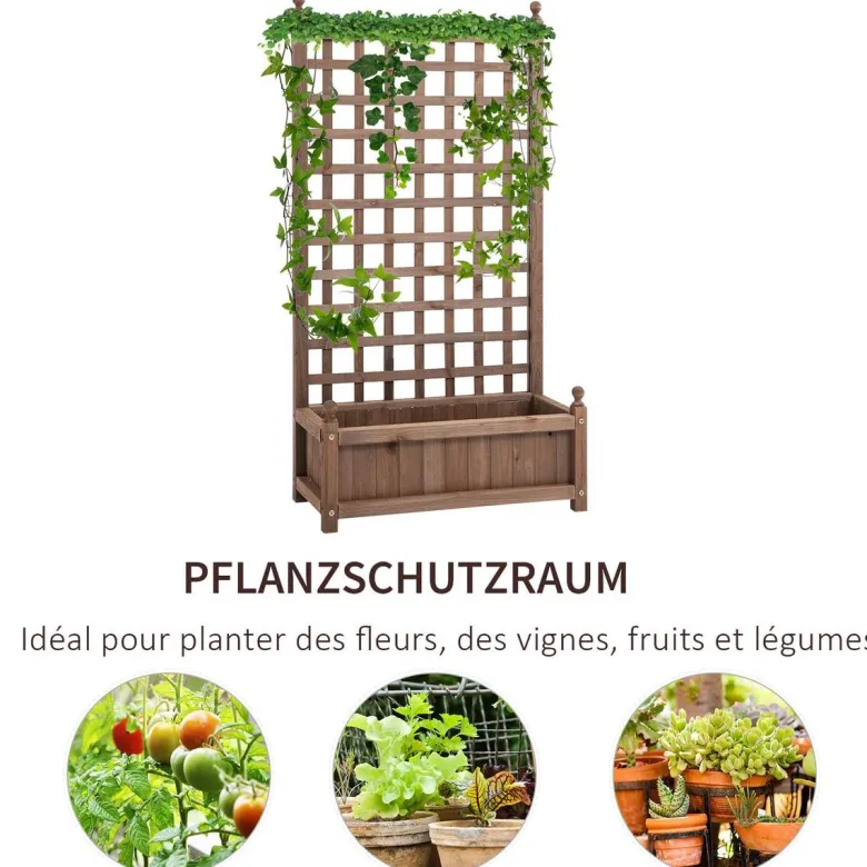 Outsunny Pflanzkasten braun Holz B/H/L: ca. 28x120x64 cm