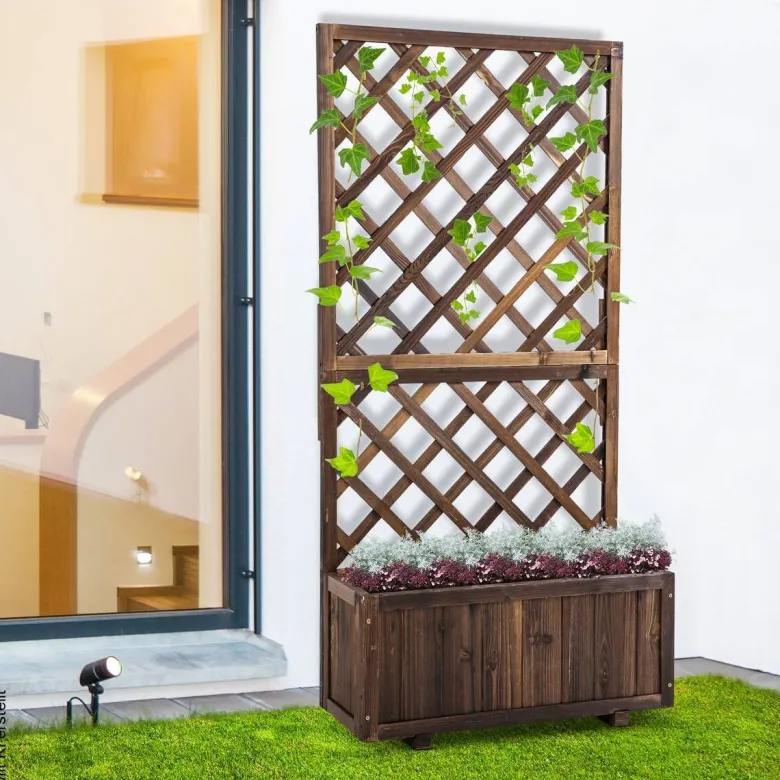 Outsunny Pflanzkasten dunkelbraun Holz B/H/L: ca. 32x150x73 cm