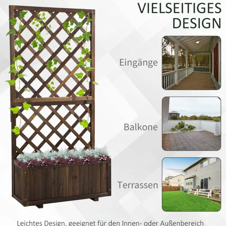Outsunny Pflanzkasten dunkelbraun Holz B/H/L: ca. 32x150x73 cm