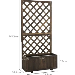 Outsunny Pflanzkasten dunkelbraun Holz B/H/L: ca. 32x150x73 cm