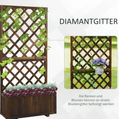 Outsunny Pflanzkasten dunkelbraun Holz B/H/L: ca. 32x150x73 cm