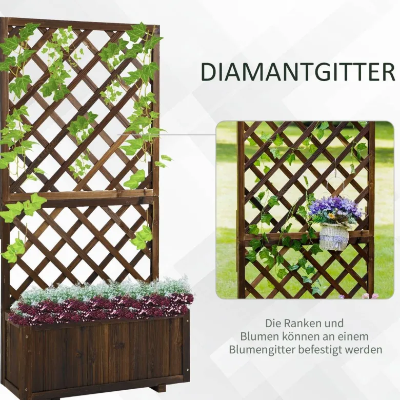 Outsunny Pflanzkasten dunkelbraun Holz B/H/L: ca. 32x150x73 cm