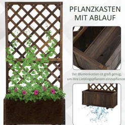 Outsunny Pflanzkasten dunkelbraun Holz B/H/L: ca. 32x150x73 cm