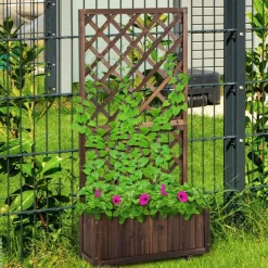 Outsunny Pflanzkasten dunkelbraun Holz B/H/L: ca. 32x150x73 cm