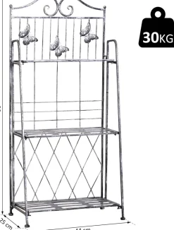 Outsunny Pflanzregal Silbergrau Metall B/H/L: ca. 25x96x44 cm