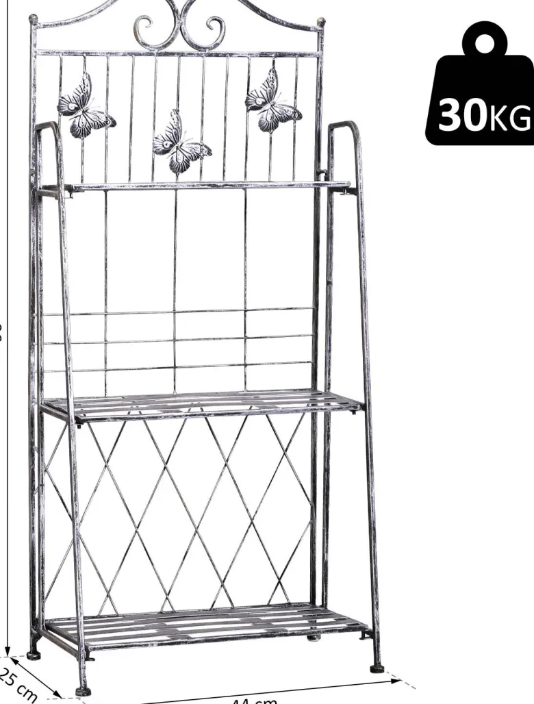 Outsunny Pflanzregal Silbergrau Metall B/H/L: ca. 25x96x44 cm