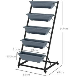 Outsunny Pflanzständer grau Polypropylen B/H/L: ca. 67x65x145 cm