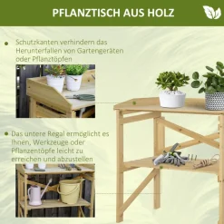 Outsunny Pflanztisch natur B/H/T: ca. 40x84x80 cm ca. 40 kg