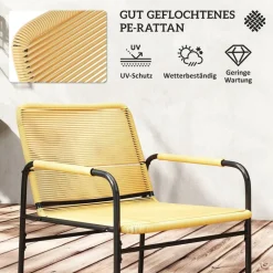 Outsunny Rattan Bistroset gelb Stahl B/H/L: ca. 54x76x66 cm