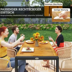 Outsunny Rattan Gartenmöbel-Set khaki Polyethylen B/H/L: ca. 80x74x140 cm