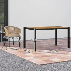 Outsunny Rattan Gartenmöbel-Set khaki Polyethylen B/H/L: ca. 80x74x140 cm