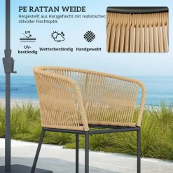 Outsunny Rattan Gartenmöbel-Set khaki Polyethylen B/H/L: ca. 80x74x140 cm