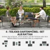 Outsunny Rattan Gartenmöbel-Set grau Stahl B/H/L: ca. 65x68x116 cm