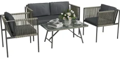Outsunny Rattan Gartenmöbel-Set grau Stahl B/H/L: ca. 65x68x116 cm