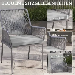 Outsunny Rattan Gartenstuhl dunkelgrau Polyethylen B/H/L: ca. 61x84x57 cm