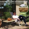 Outsunny Rattan-Gartentisch Holzoptik Stahl B/H/L: ca. 50x45x90 cm