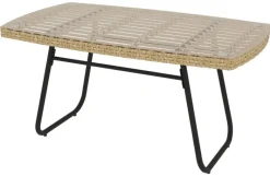 Outsunny Rattan-Gartentisch Holzoptik Stahl B/H/L: ca. 50x45x90 cm