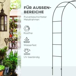 Outsunny Rosenbogen mit Metallrahmen schwarz B/H/L: ca. 40x240x140 cm