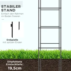 Outsunny Rosenbogen mit Metallrahmen schwarz B/H/L: ca. 40x240x140 cm