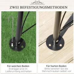 Outsunny Rosenbogen schwarz B/H/L: ca. 30x230x114 cm