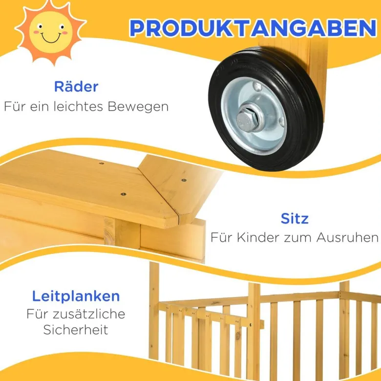 Outsunny Sandkasten natur B/H/L: ca. 129x133x137,5 cm